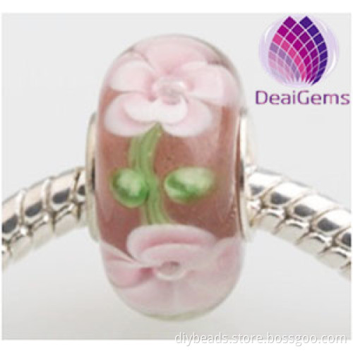China Supplier large hole glass beads jewellery with flowers